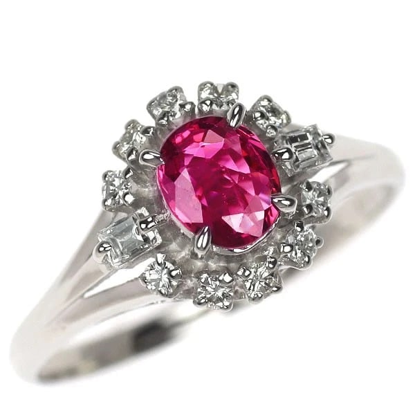 PT900 RUBY DIAMOND RING: Pt900 ruby diamond ring Brand: None Type/Style: rings Material: Pt900, Main Stone Ruby Color: None Size: 7.5 US Accessories: None Accessories Notice: When purchasing pre-owned goods, please refer to