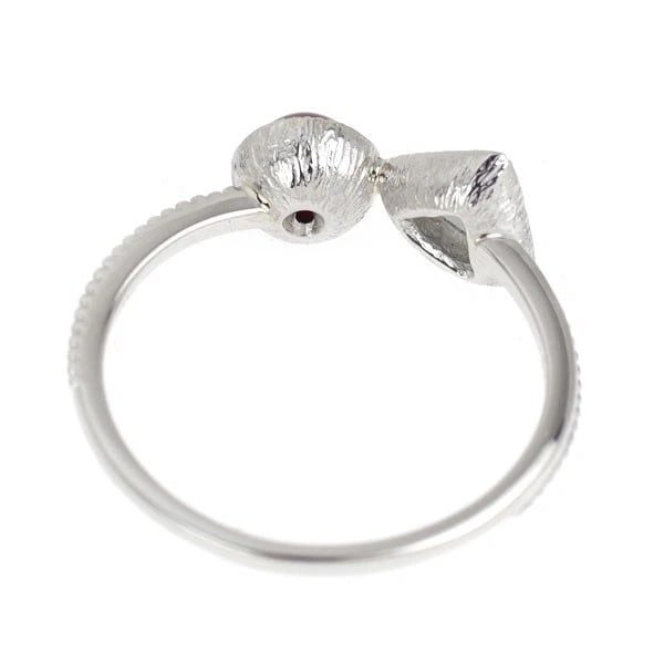 PT900 CABOCHON RUBY DIAMOND RING - 2
