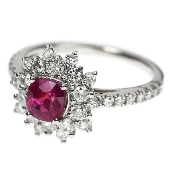 PT900 UNHEATED RUBY DIAMOND RING - 2