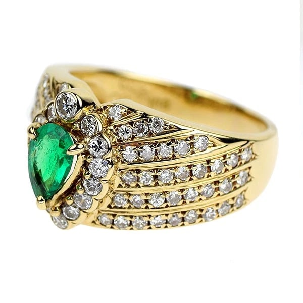 K18YG EMERALD DIAMOND RING - 2