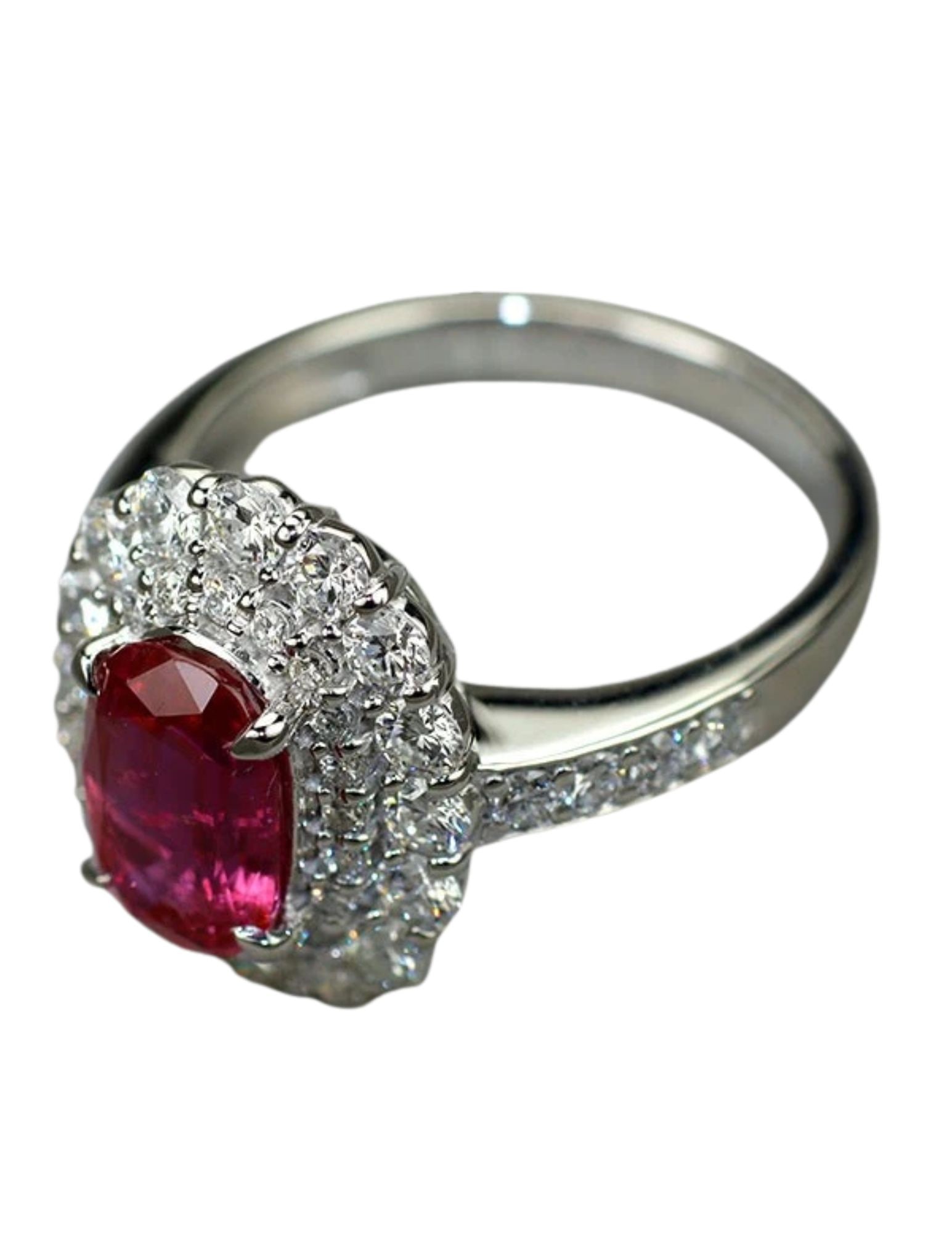 PT900 UNHEATED RUBY DIAMOND RING - 2