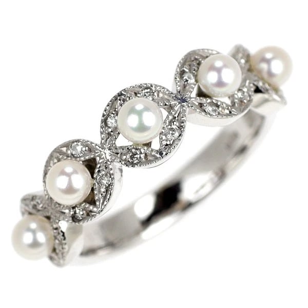 K18WG AKOYA BABY PEARL DIAMOND RING: K18WG Akoya Baby Pearl Diamond Ring Brand: None Type/Style: rings Material: K18WG, Main Stone Pearl Color: WG Size: 6 US Accessories: None Accessories Notice: When purchasing pre-owned goods, please