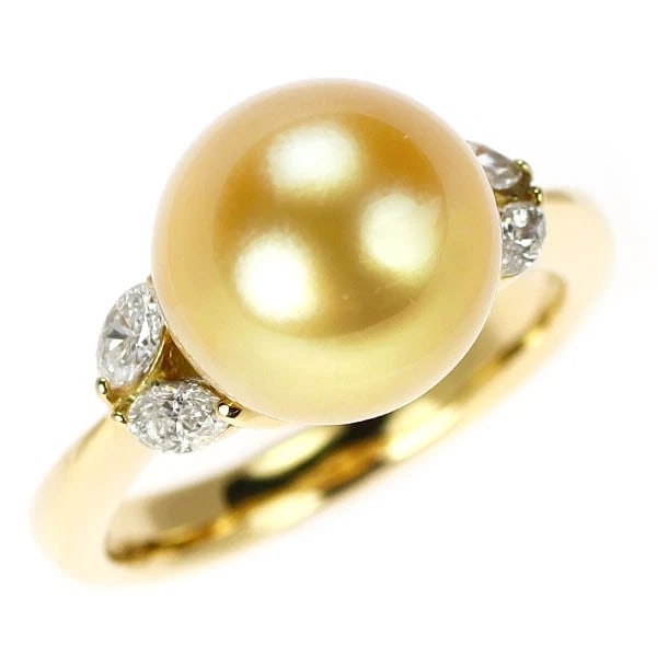 K18YG GOLDEN WHITE PEARL DIAMOND RING: K18YG Golden White Pearl Diamond Ring Brand: None Type/Style: rings Material: K18YG, Main Stone Pearl Color: YG Size: 6 US Accessories: None Accessories Notice: When purchasing pre-owned goods,