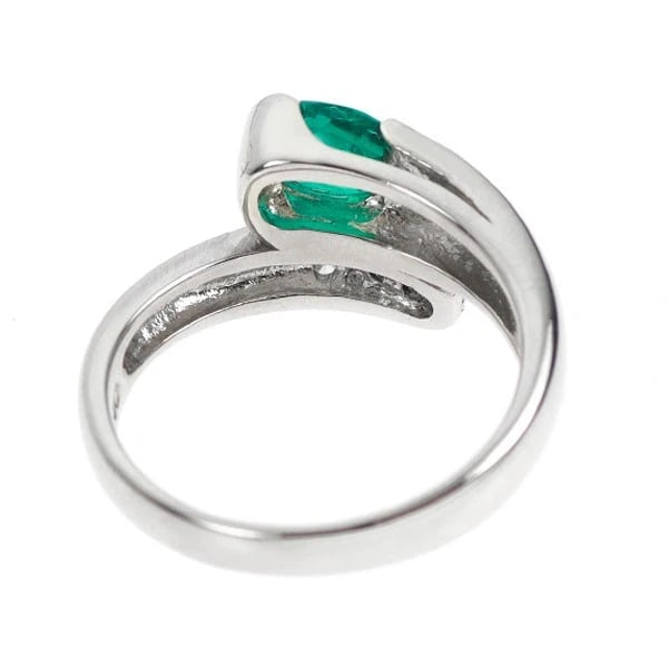 PT900 EMERALD DIAMOND RING - 2