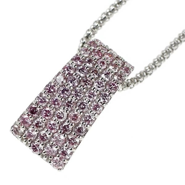K18WG NATURAL PINK DIAMOND PENDANT NECKLACE: K18WG Natural Pink Diamond Pendant Necklace Brand: None Type/Style: pendant necklace Material: K18WG, Main Stone Natural Color: WG Size: Chain Length ?45 cm Accessories: None Accessories Notice: When
