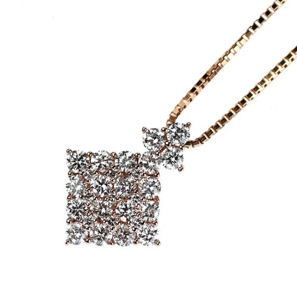 K18PG DIAMOND PENDANT NECKLACE: K18PG Diamond Pendant Necklace Brand: None Type/Style: pendant necklace Material: K18PG, Main Stone Natural Color: PG Size: Chain Length ?45.5 cm Accessories: None Accessories Notice: When purchasing