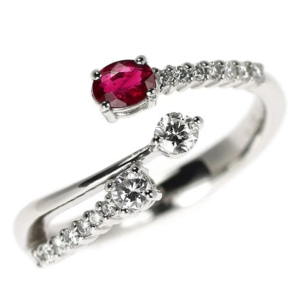 PT900 RUBY DIAMOND RING: Pt900 ruby diamond ring Brand: None Type/Style: rings Material: Pt900, Main Stone Ruby Color: None Size: 7.25 US Accessories: None Accessories Notice: When purchasing pre-owned goods, please refer to