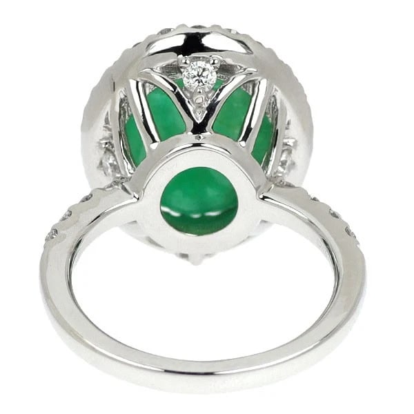 PT900 EMERALD DIAMOND RING - 2