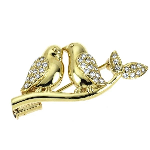 K18YG/PG DIAMOND BROOCH: K18YG/PG diamond brooch Brand: None Type/Style: brooch Material: K18YG/PG, Main Stone Natural Color: YG/PG Size: Length/Width/Diameter 14.9 cm Accessories: None Accessories Notice: When purchasing