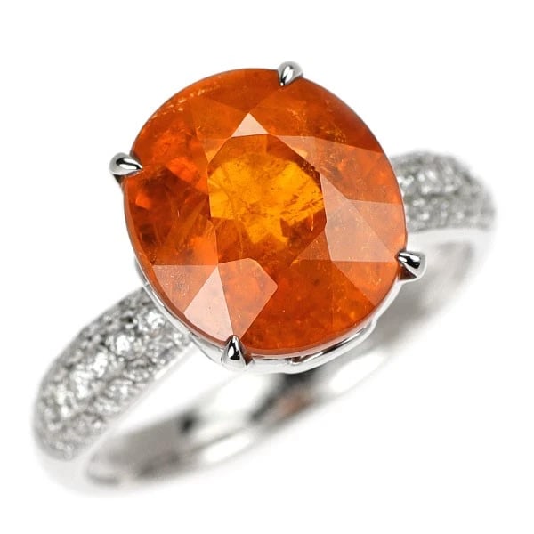 K18WG SPESSARTITE GARNET DIAMOND RING: K18WG Spessartite Garnet Diamond Ring Brand: None Type/Style: rings Material: K18WG, Main Stone Natural Color: WG Size: 6.25 - 6.5 US Accessories: None Accessories Notice: When purchasing pre-owned