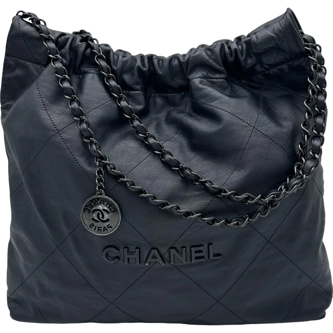 CHANEL HANDBAG: CHANEL Handbag Brand: CHANEL Type/Style: Handbag Material: Calfskin Color: Black Black Hardware Size: W14.2 x H13.8x D3.1inch Accessories: None Accessories Notice: When purchasing pre-owne