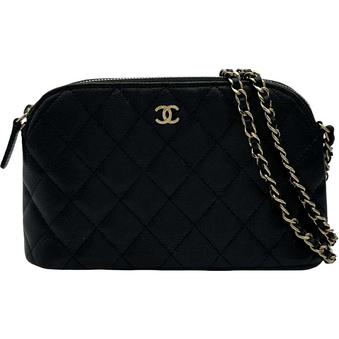CHANEL CLASSIC CHAIN SHOULDER BAG: CHANEL Classic Chain Shoulder Bag Brand: CHANEL Type/Style: Shoulder Bag Material: caviar Color: Black Gold Hardware Size: W7.9 x H4.7x D2.2inch Shoulder:49.8inch Accessories: None Accesso