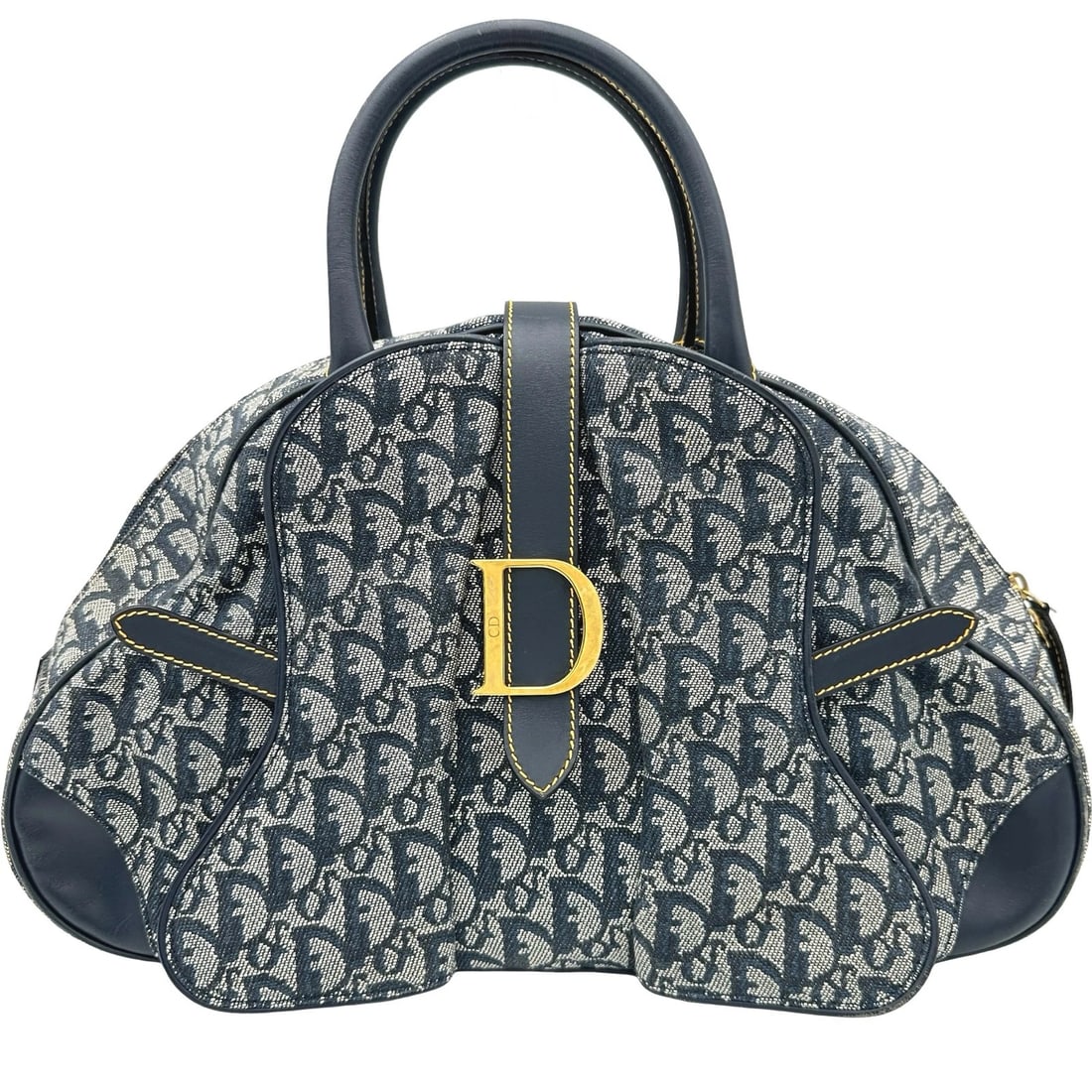 CHRISTIAN DIOR DOUBLE SADDLE HANDBAG: Christian Dior Double Saddle Handbag Brand: Christian Dior Type/Style: Handbag Material: canvas Color: Navy Size: W15.7 x H9.3x D4.9inch Accessories: None Accessories Notice: When purchasi