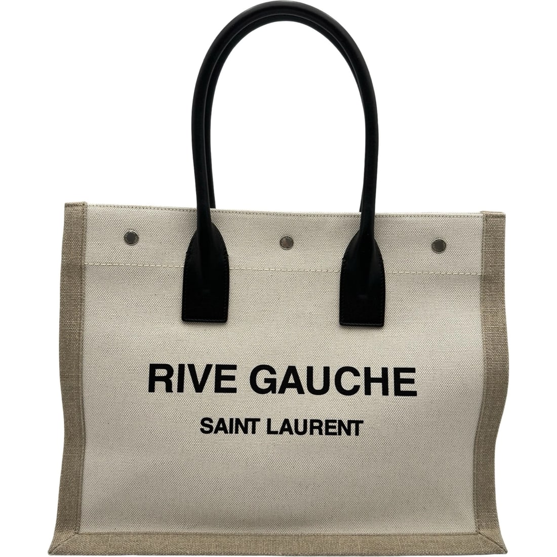 SAINT LAURENT RIVE GAUCHE TOTE BAG: SAINT LAURENT Rive Gauche Tote Bag Brand: SAINT LAURENT Type/Style: Tote Bag Material: Canvas / leather Color: Ivory Size: W15.4 x H12.2x D6.9inch Accessories: None Accessories Notice: Whe
