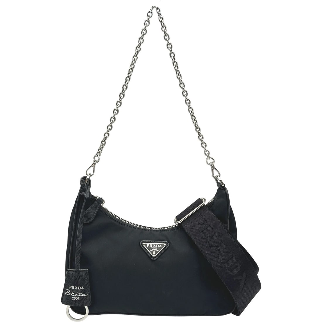 PRADA RE-EDITION SHOULDER BAG: PRADA Re-Edition Shoulder Bag Brand: PRADA Type/Style: Shoulder Bag Material: Nylon Color: black Size: W8.7 x H7.1x D2.4inch Shoulder:30.7inch Accessories: None Accessories Notice: When pu