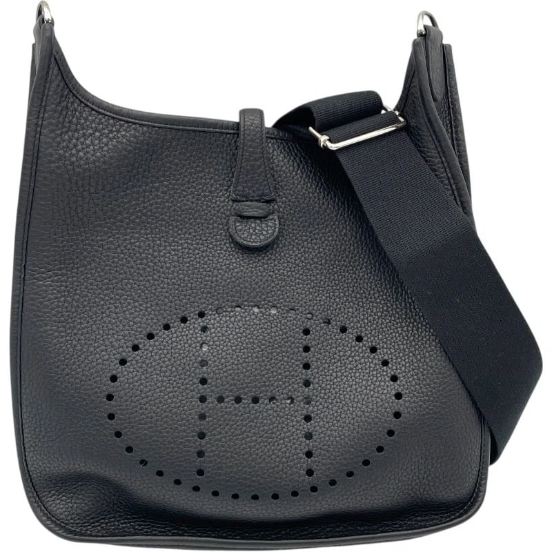 HERMES EVELYN SHOULDER BAG: HERMES Evelyn Shoulder Bag Brand: HERMES Type/Style: Shoulder Bag Material: Taurillon Clemence Color: Black SVHardware Size: W11.4 x H10.2x D3.0inch Shoulder:35.4inch Accessories: None Acc