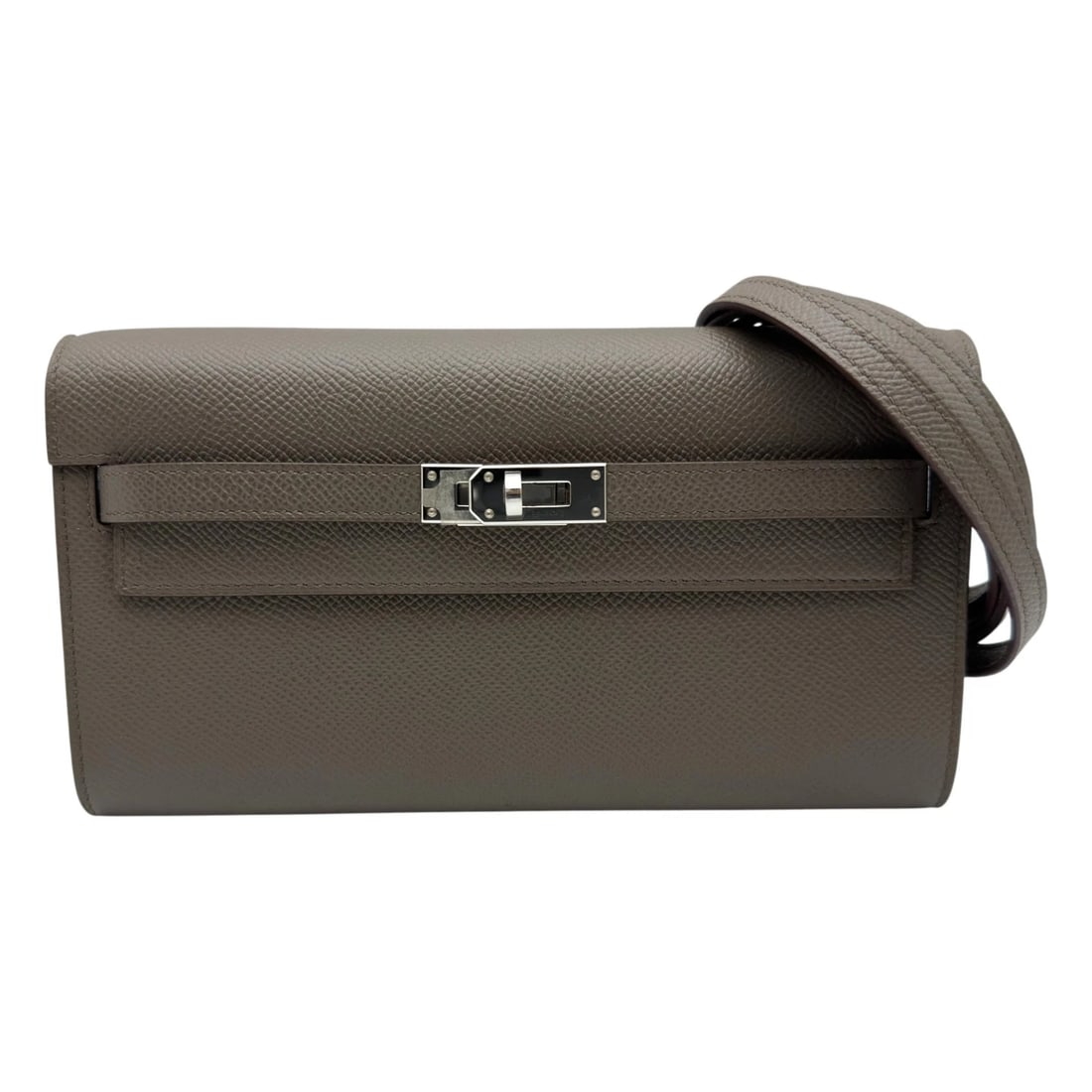 HERMES KELLY TO GO SHOULDER BAG: HERMES Kelly to go Shoulder Bag Brand: HERMES Type/Style: Shoulder Bag Material: Epsom Color: SilverHardware Size: W7.9 x H4.3x D1.0inch Accessories: None Accessories Notice: When purchasi