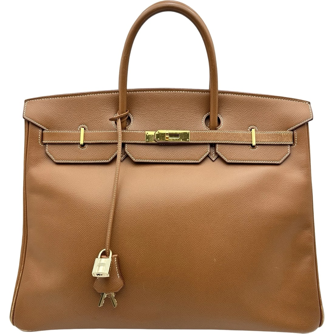 HERMES BIRKIN 40 HANDBAG: HERMES Birkin 40 Handbag Brand: HERMES Type/Style: Handbag Material: Courchevel Color: Gold Gold Hardware Size: W15.7 x H12.2x D7.9inch Accessories: None Accessories Notice: When purchasing pre-owned