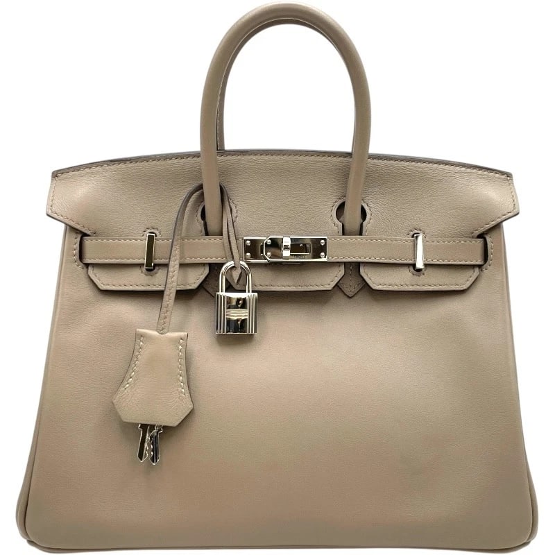 HERMES BIRKIN 25 HANDBAG: HERMES Birkin 25 Handbag Brand: HERMES Type/Style: Handbag Material: Swift Color: Tourtiere Gray SilverHardware Size: W9.8 x H7.1x D5.1inch Accessories: None Accessories Notice: When purchasing