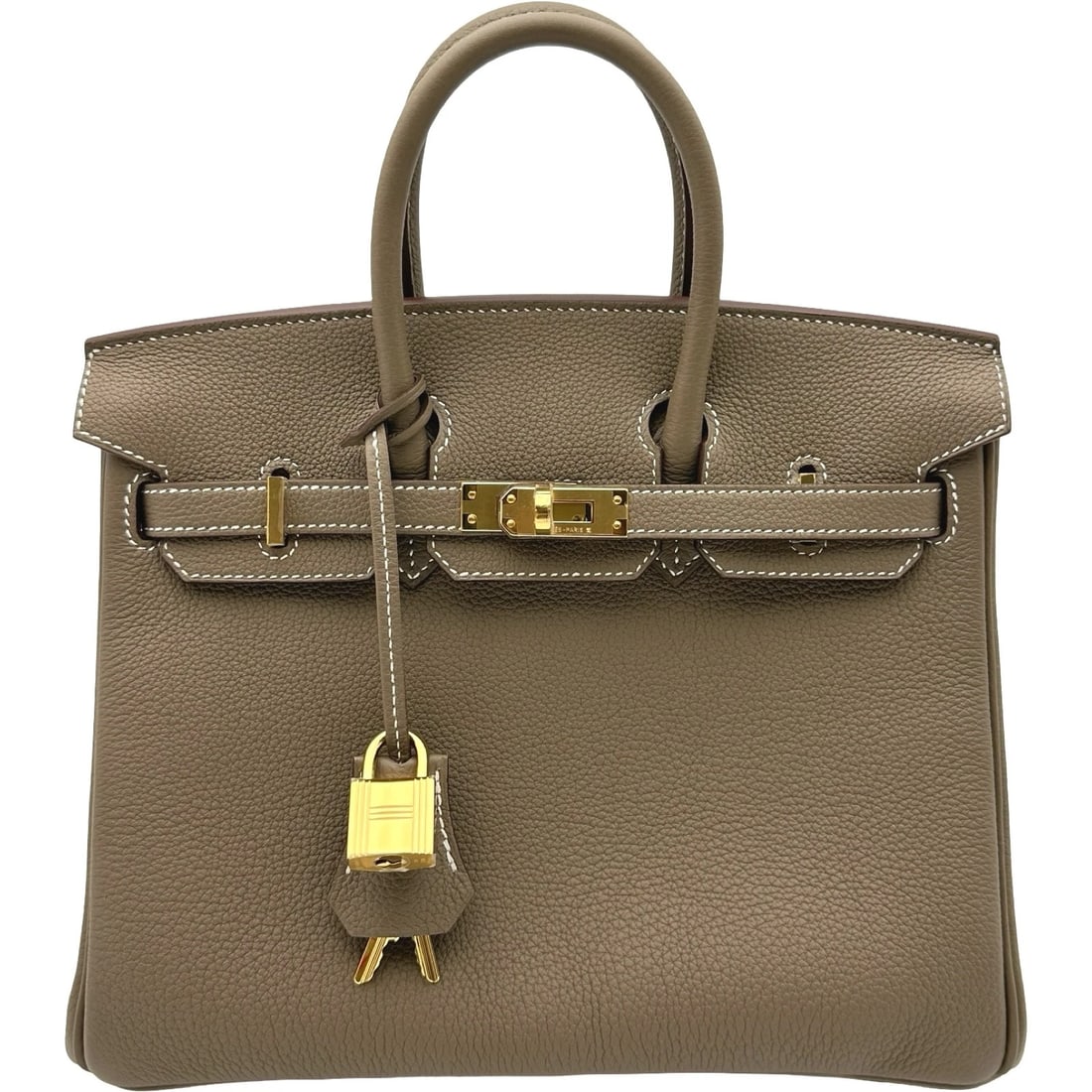 HERMES BIRKIN 25 HANDBAG: HERMES Birkin 25 Handbag Brand: HERMES Type/Style: Handbag Material: Togo Color: Etup Gold Hardware Size: W9.8 x H8.3x D4.9inch Accessories: None Accessories Notice: When purchasing pre-ow