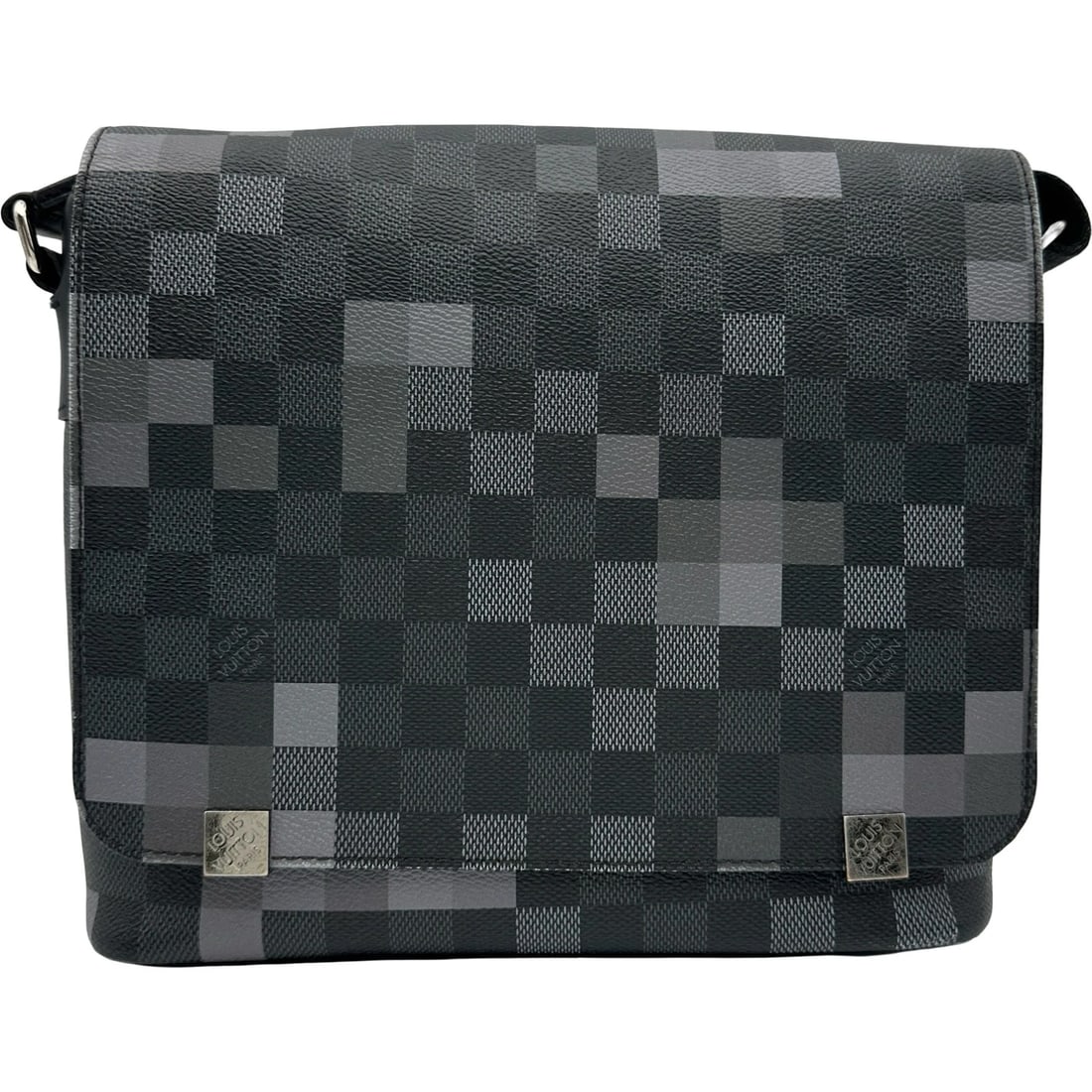 LOUIS VUITTON DISTRICT PM SHOULDER BAG: LOUIS VUITTON District PM Shoulder Bag Brand: LOUIS VUITTON Type/Style: Shoulder Bag Material: Graphite pixel Color: Navy Size: W9.8 x H8.7x D3.1inch Shoulder:39.4inch Accessories: None Ac