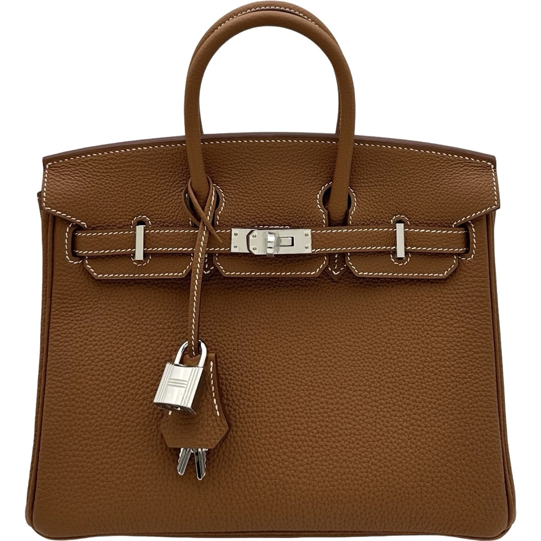 HERMES BIRKIN 25 HANDBAG: HERMES Birkin 25 Handbag Brand: HERMES Type/Style: Handbag Material: Togo Color: Gold SilverHardware Size: W9.6 x H8.1x D4.9inch Accessories: None Accessories Notice: When purchasing pre-o