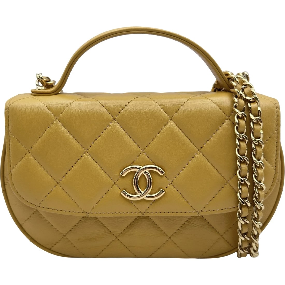 CHANEL COCO MARKCHAIN SHOULDER BAG: CHANEL COCO MarkChain Shoulder Bag Brand: CHANEL Type/Style: Shoulder Bag Material: Calfskin Color: Yellow Gold Hardware Size: W7.5 x H4.5x D1.4inch Shoulder:46.5inch Accessories: None Accessories