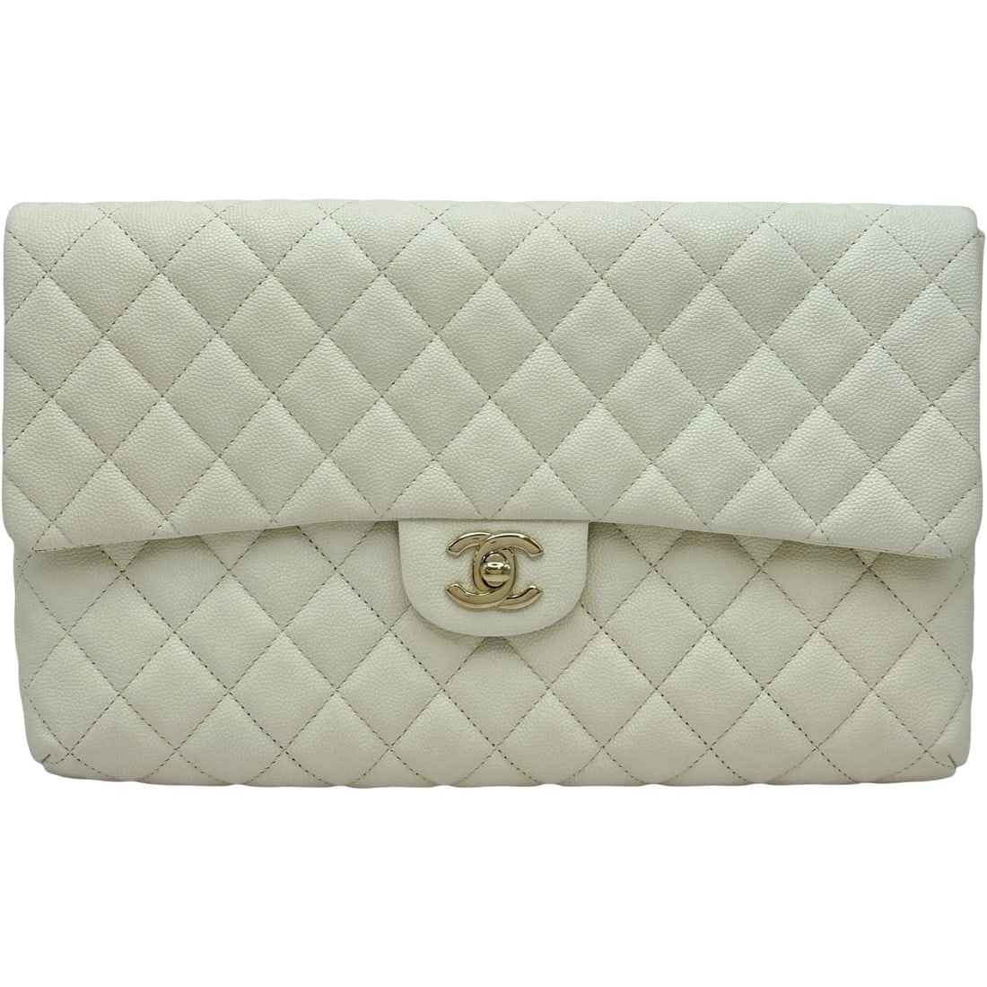 CHANEL MATRASSE CLUTCH CLUTCH BAG: CHANEL Matrasse clutch Clutch bag Brand: CHANEL Type/Style: Clutch bag Material: Caviar skin Color: Gold Hardware Size: W11.8 x H7.1x D1.0inch Accessories: None Accessories Notice: When pu