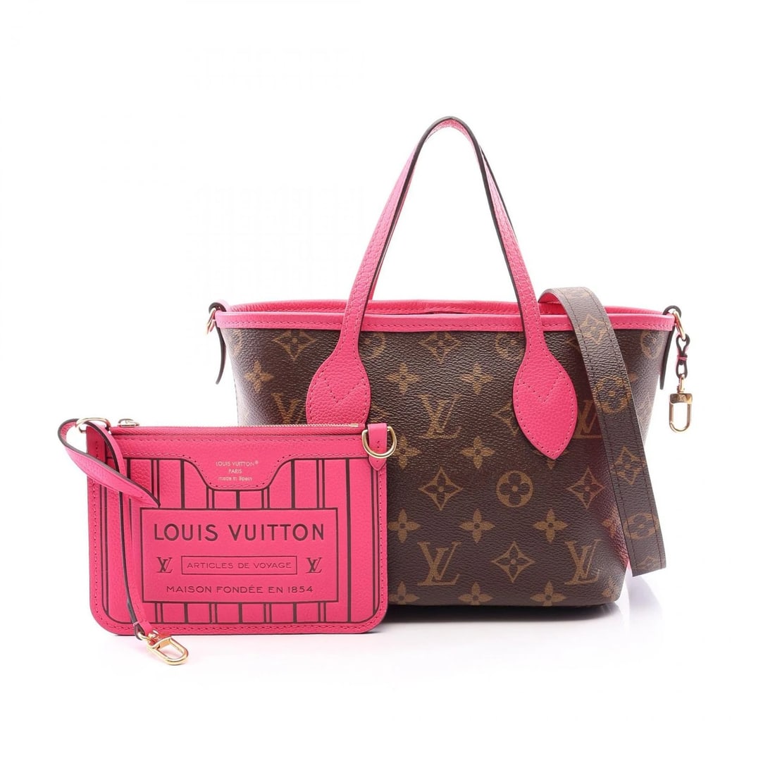 LOUIS VUITTON NEVERFULL SHOULDER TOTE BAG: LOUIS VUITTON Neverfull Shoulder Tote Bag Brand: LOUIS VUITTON Type/Style: Tote Bag Material: Exterior Material Monogram and PVC coated canvas and leather Color: Exterior Color Pink / Brown?ish colors