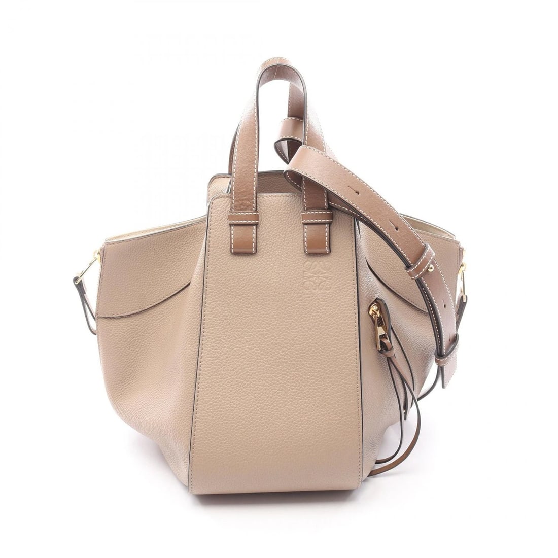 LOEWE HAMMOCK SMALL SHOULDER CROSSBODY HANDBAG: LOEWE Hammock small Shoulder crossbody Handbag Brand: LOEWE Type/Style: Handbag Material: Exterior Material leather Color: Exterior Color Beige?ish colors and Brown?ish colors Size: H:24cm x W:14cm x 