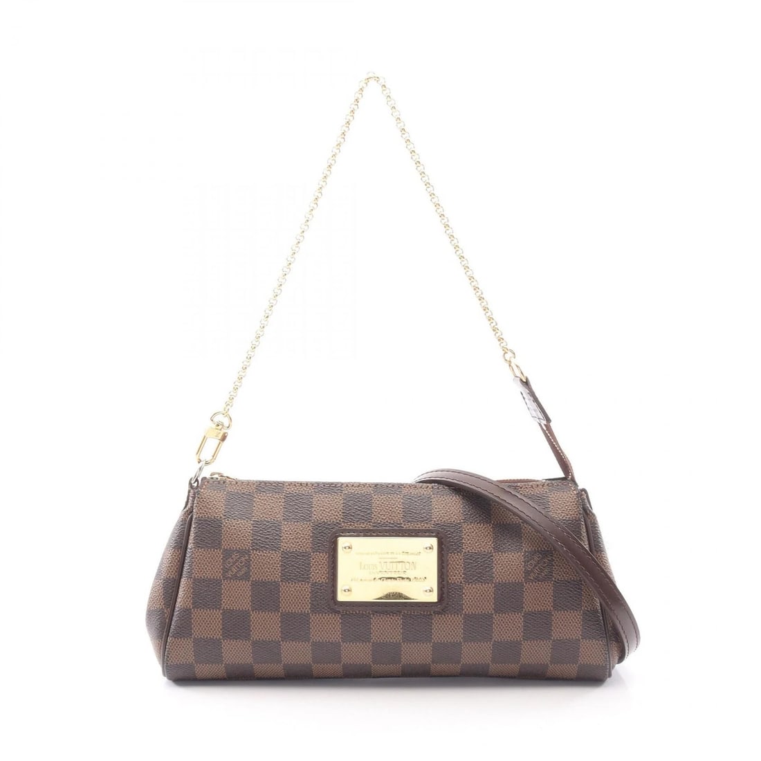 LOUIS VUITTON EVA SHOULDER HANDBAG DAMIER CANVAS LEATHER: LOUIS VUITTON Eva Shoulder Handbag Damier canvas leather Brand: LOUIS VUITTON Type/Style: Handbag Material: Exterior Material Damier and PVC coated canvas and leather Color: Exterior Color Ebene / Bro