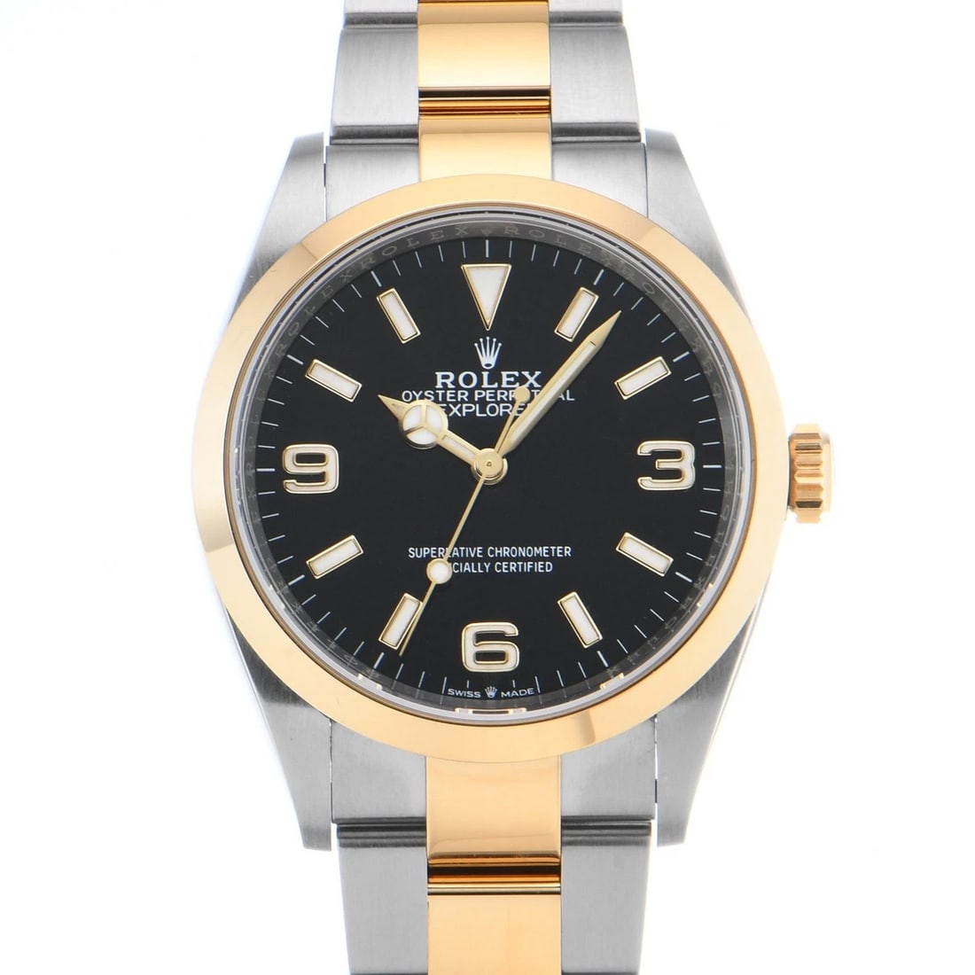 ROLEX EXPLORERBLACK WATCH: ROLEX Explorerblack Watch Brand: ROLEX Type/Style: Wristwatch Material: Band Material Stainless steel/Yellow Gold, Case Material Stainless steel Color: Dial Color black Size: ?Case? H/about 36mm W/abo