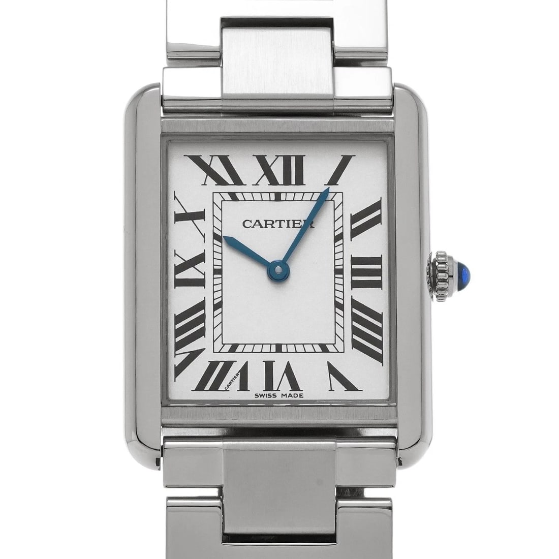 CARTIER TANK SOLO LM SILVER WATCH: CARTIER Tank Solo LM Silver Watch Brand: CARTIER Type/Style: Wristwatch Material: Band Material Stainless steel, Case Material Stainless steel Color: Dial Color Silver Size: ?Case? H/about 34.8mm