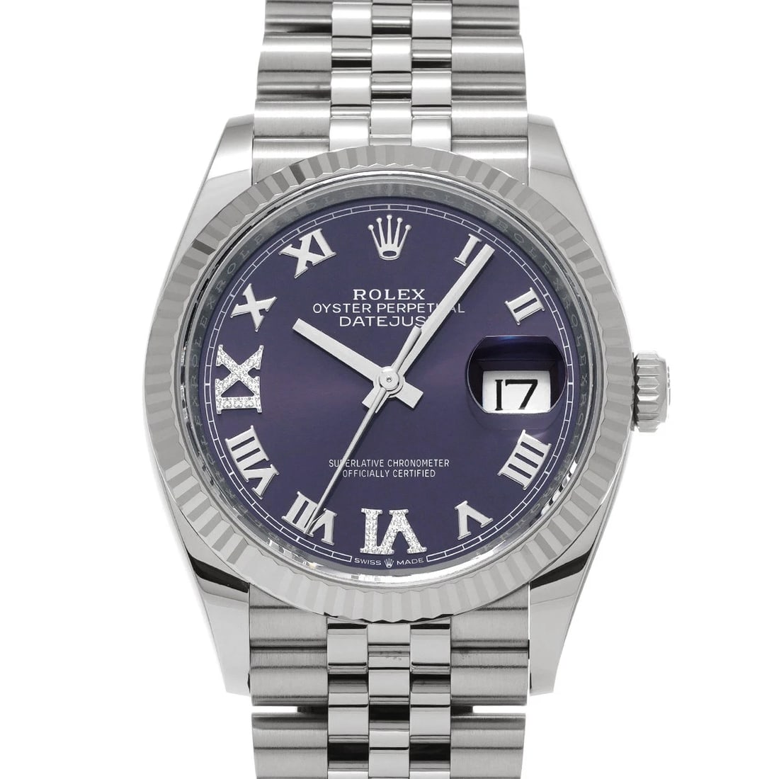 ROLEX DATEJUST AUBERZINE/DIAMOND WATCH: ROLEX Datejust Auberzine/diamond Watch Brand: ROLEX Type/Style: Wristwatch Material: Band Material Stainless steel, Case Material Stainless steel Color: Dial Color Auberzine Size: ?Case? H/about 36mm