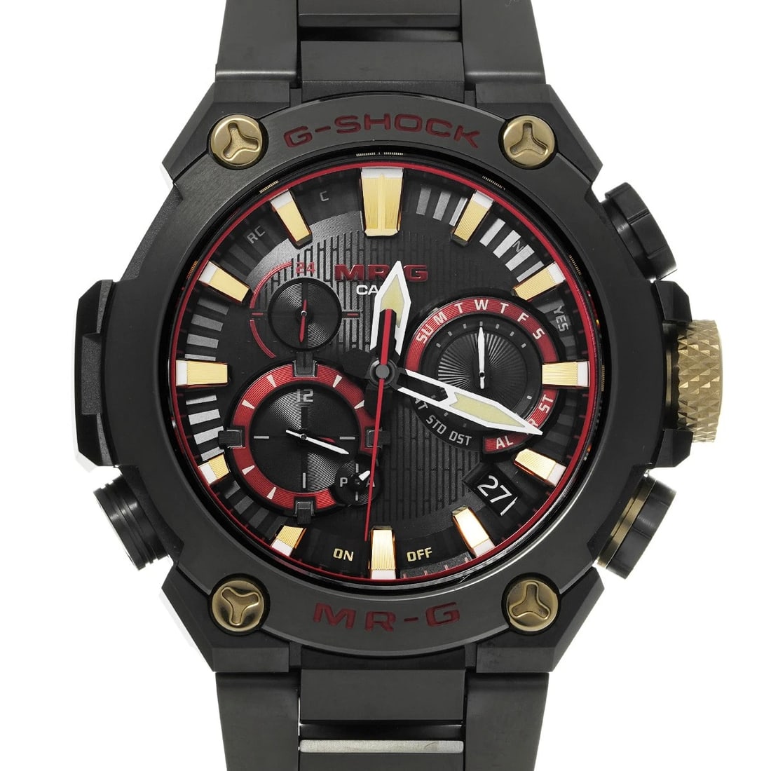 CASIO G-SHOCK SERIES BLACK/RED WATCH: CASIO G-SHOCK series black/Red Watch Brand: CASIO Type/Style: Wristwatch Material: Band Material titanium, Case Material titanium Color: Dial Color black Size: ?Case? H/about 54.7mm W/about 49.8mm