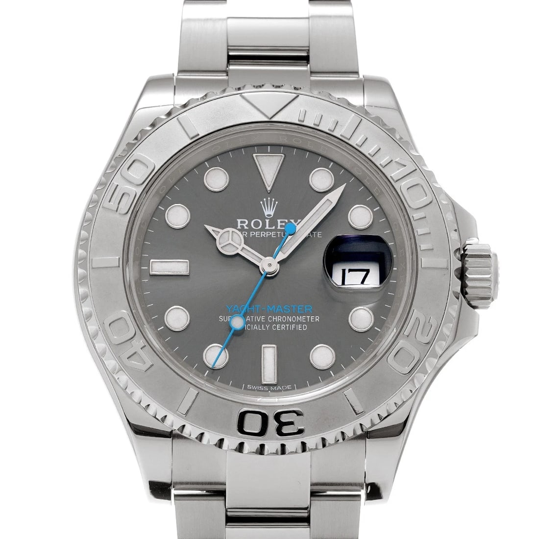 ROLEX YACHT-MASTER DARK RHODIUM WATCH: ROLEX Yacht-Master Dark Rhodium Watch Brand: ROLEX Type/Style: Wristwatch Material: Band Material Stainless steel, Case Material Stainless steel Color: Dial Color Dark Rhodium Size: ?Case? H/about