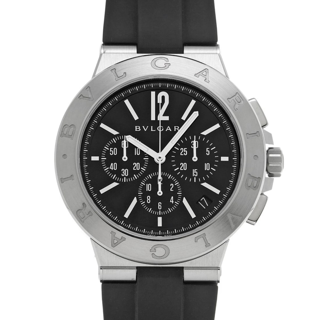 BVLGARI DIAGONO VELOCISSIMO BLACK WATCH: BVLGARI Diagono Velocissimo black Watch Brand: BVLGARI Type/Style: Wristwatch Material: Band Material rubber, Case Material Stainless steel Color: Dial Color black Size: ?Case? H/about 41mm W/about