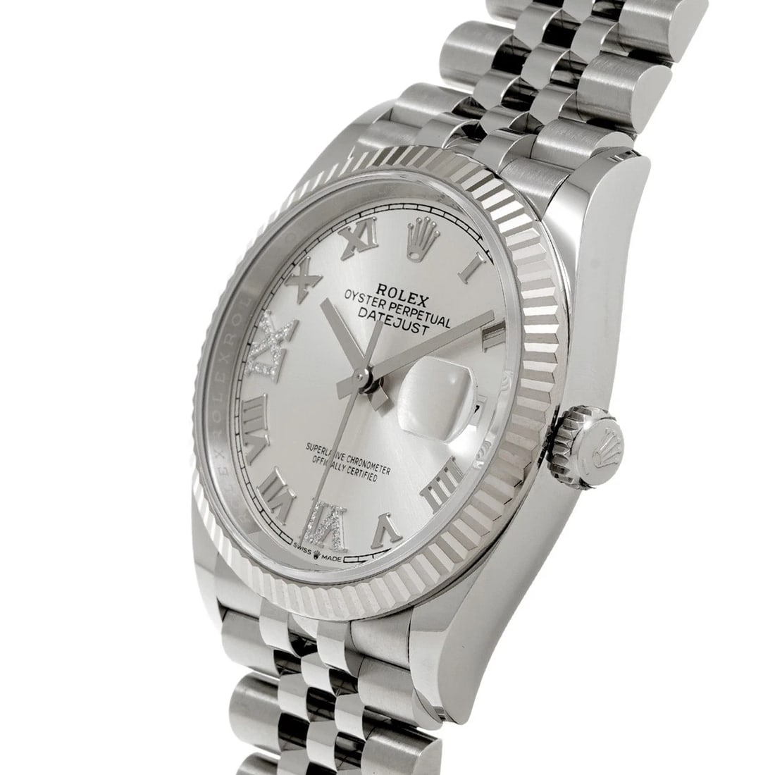 ROLEX DATEJUST SILVER/DIAMOND WATCH - 2