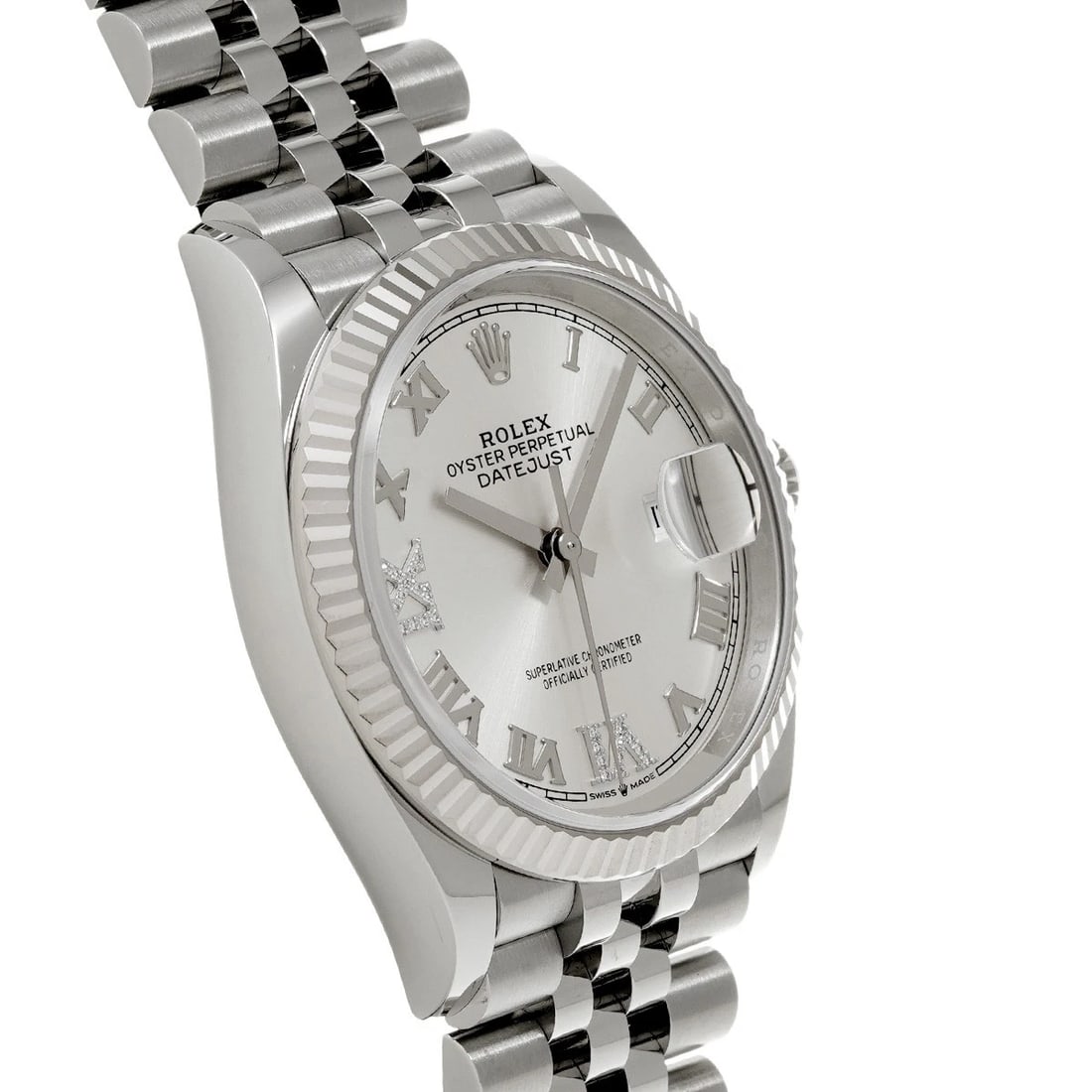 ROLEX DATEJUST SILVER/DIAMOND WATCH - 3