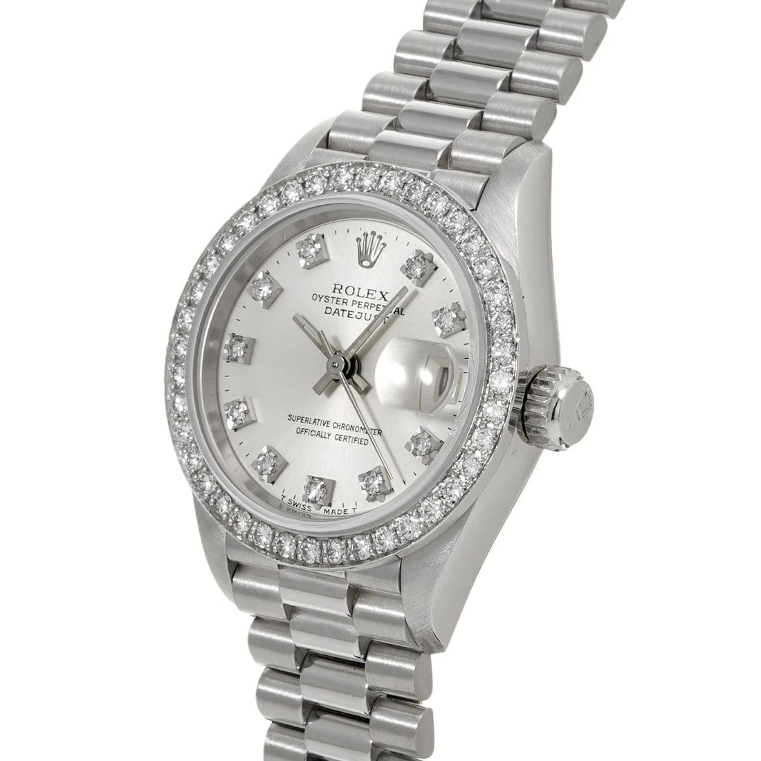 ROLEX DATEJUST SILVER/DIAMOND WATCH - 2