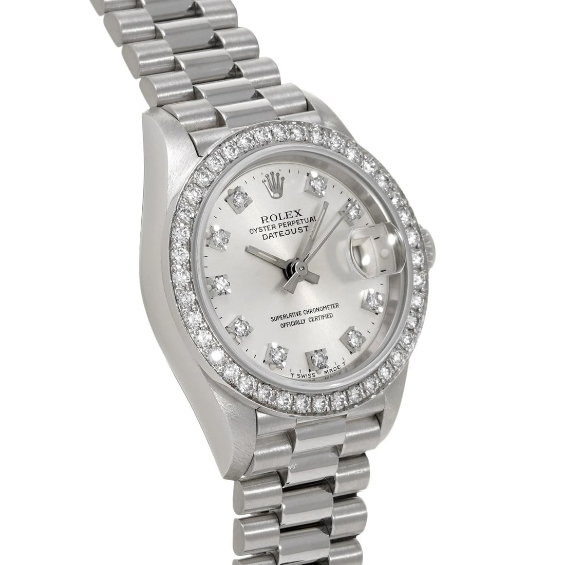 ROLEX DATEJUST SILVER/DIAMOND WATCH - 3