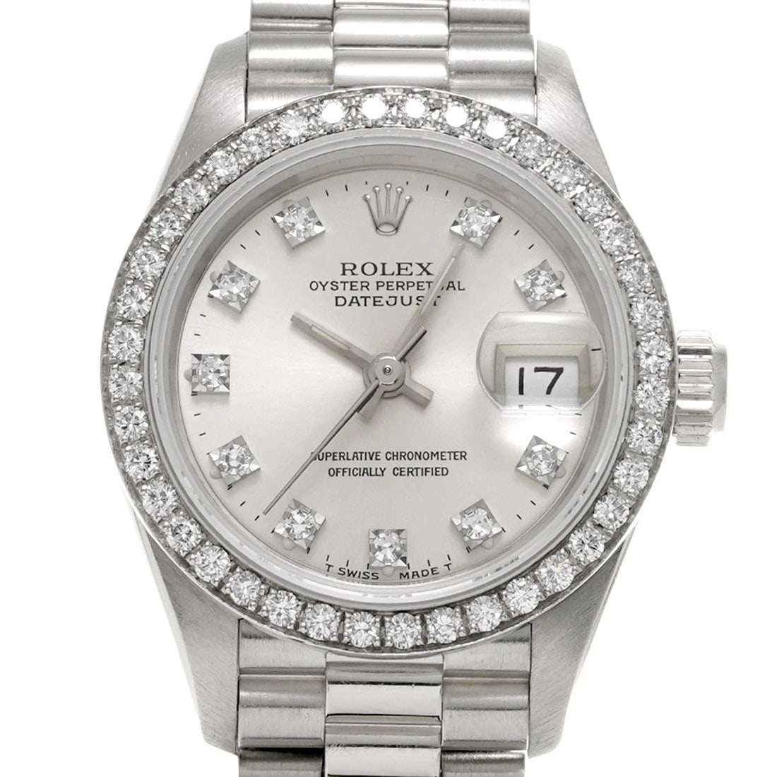 ROLEX DATEJUST SILVER/DIAMOND WATCH - 4
