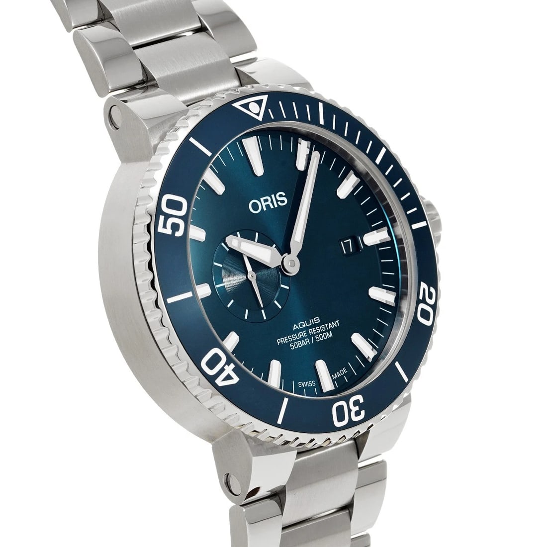 ORIS AQUIS SMALL SECOND DATE BLUE WATCH - 3
