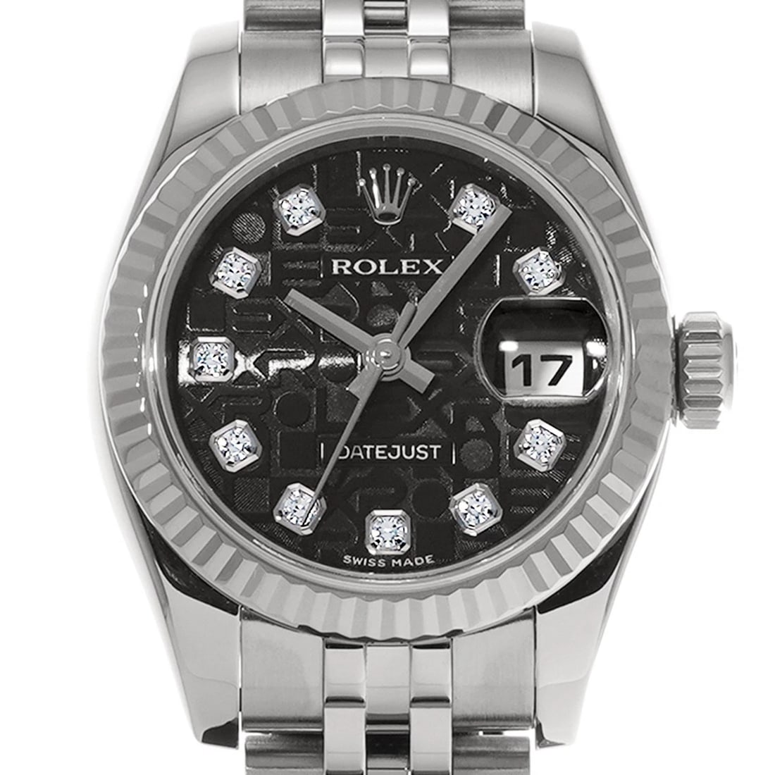 ROLEX DATEJUST BLACK COMPUTER/DIAMOND WATCH - 4