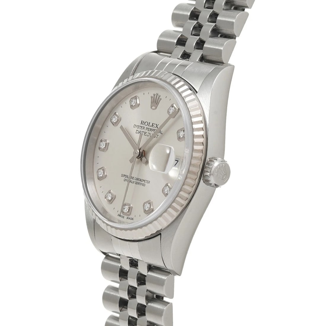 ROLEX DATEJUST SILVER/DIAMOND WATCH - 2