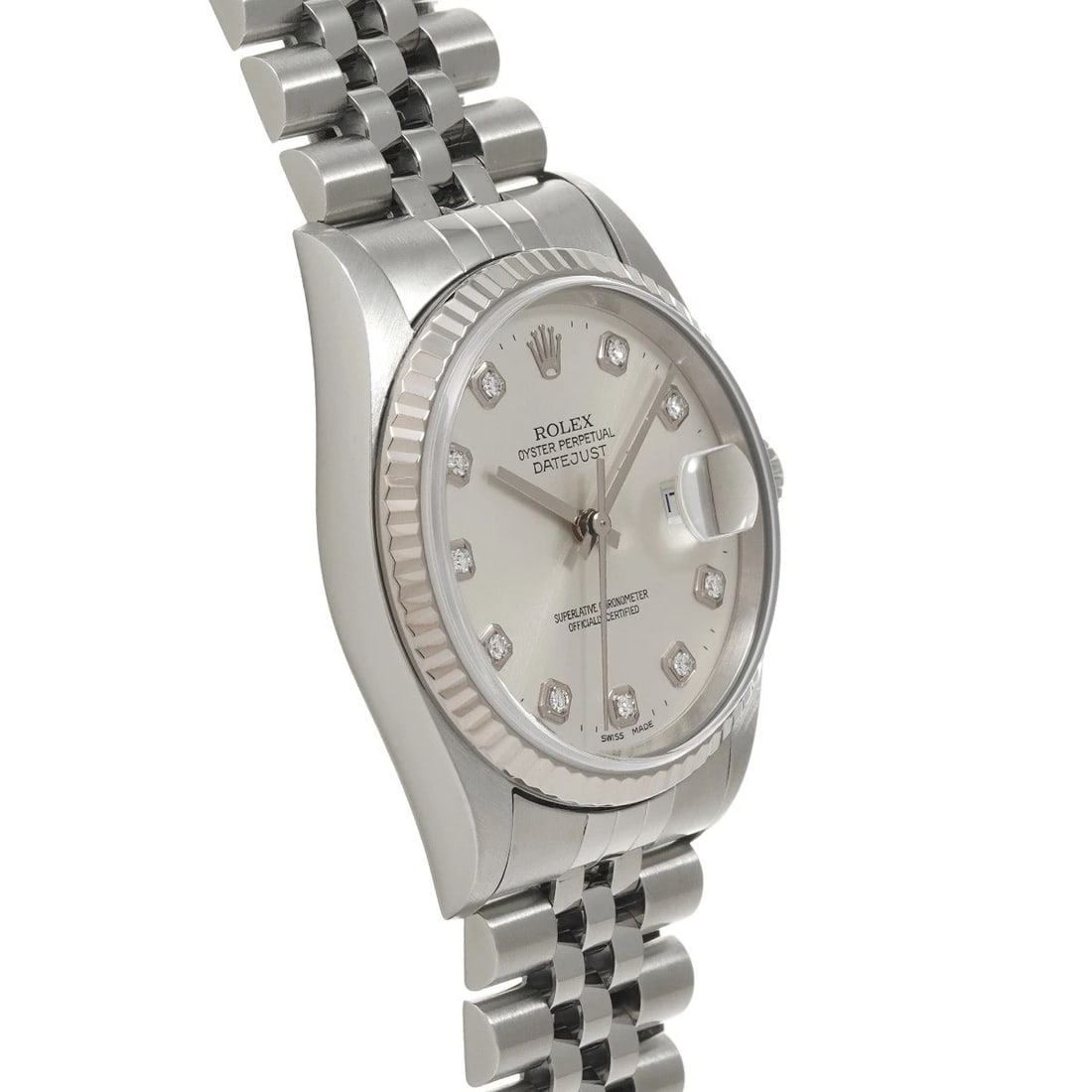 ROLEX DATEJUST SILVER/DIAMOND WATCH - 3
