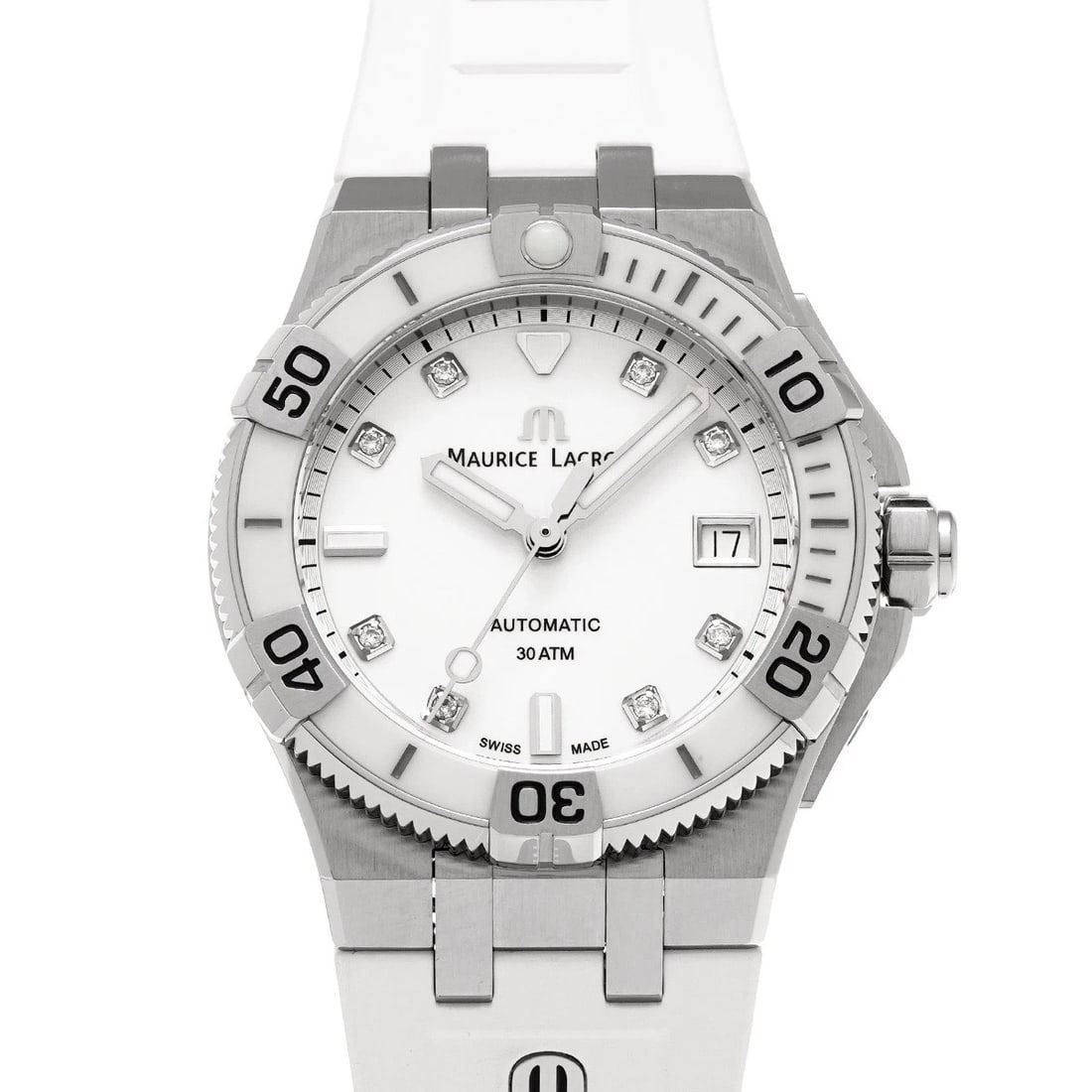 MAURICE LACROIX ICON VENTURA WHITE WATCH: Maurice Lacroix Icon Ventura white Watch Brand: Maurice Lacroix Type/Style: Wristwatch Material: Band Material rubber, Case Material Stainless steel Color: Dial Color white Size: ?Case? H/about 38mm