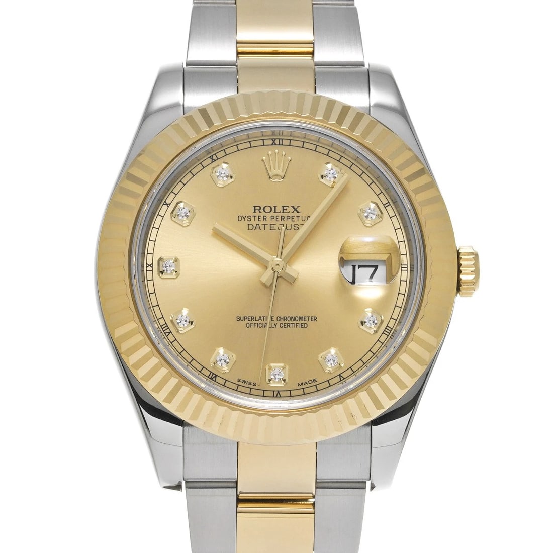 ROLEX DATEJUSTII CHAMPAGNE/DIAMOND WATCH: ROLEX DatejustII Champagne/diamond Watch Brand: ROLEX Type/Style: Wristwatch Material: Band Material Stainless steel/Yellow Gold, Case Material Stainless steel Color: Dial Color Champagne Size: ?Case?