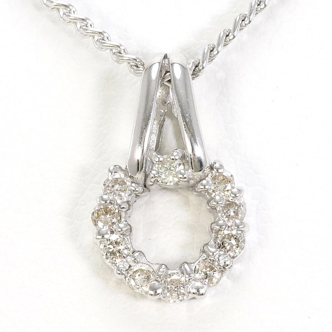 K18 GOLD PT850/PLATINUM NECKLACE DIAMOND: K18 gold PT850/Platinum Necklace Diamond Brand: No Brand Type/Style: Necklace Material: K18/White GoldPT850/Platinum, Main Stone Natular Color: White Gold Size: Top size?H:about13?W:about8mm(Top and