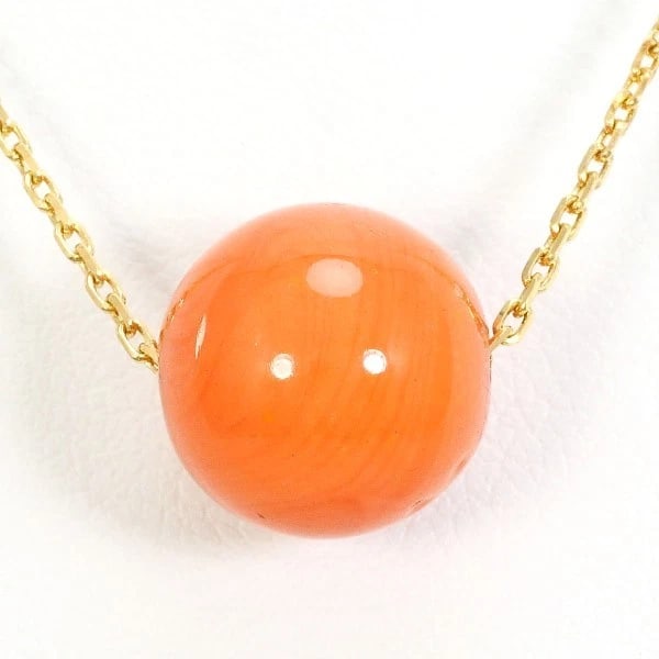 NECKLACE K18/YELLOW GOLD: Necklace K18/Yellow Gold Brand: No Brand Type/Style: Necklace Material: K18/Yellow Gold, Main Stone Coral Color: Yellow Gold Size: Top: Total length around 11 x 0.4" (Top and chain are not